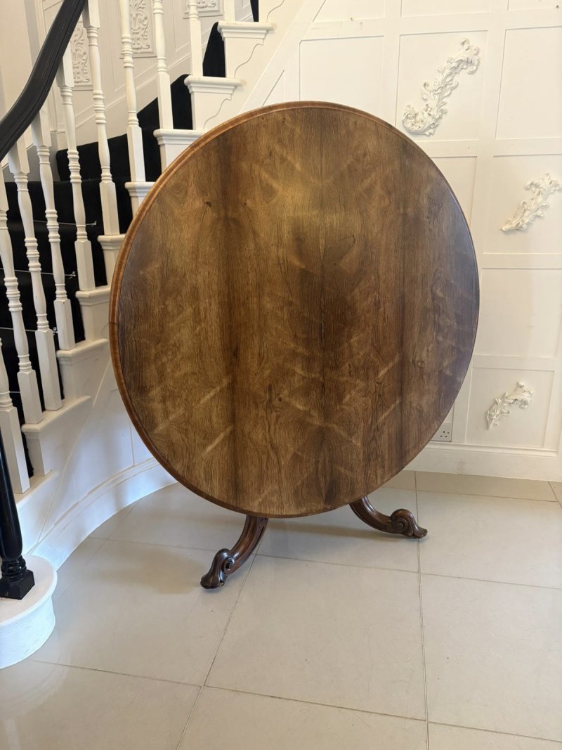 Antique Victorian Quality Carved Rosewood Circular Dining Table - Image 5